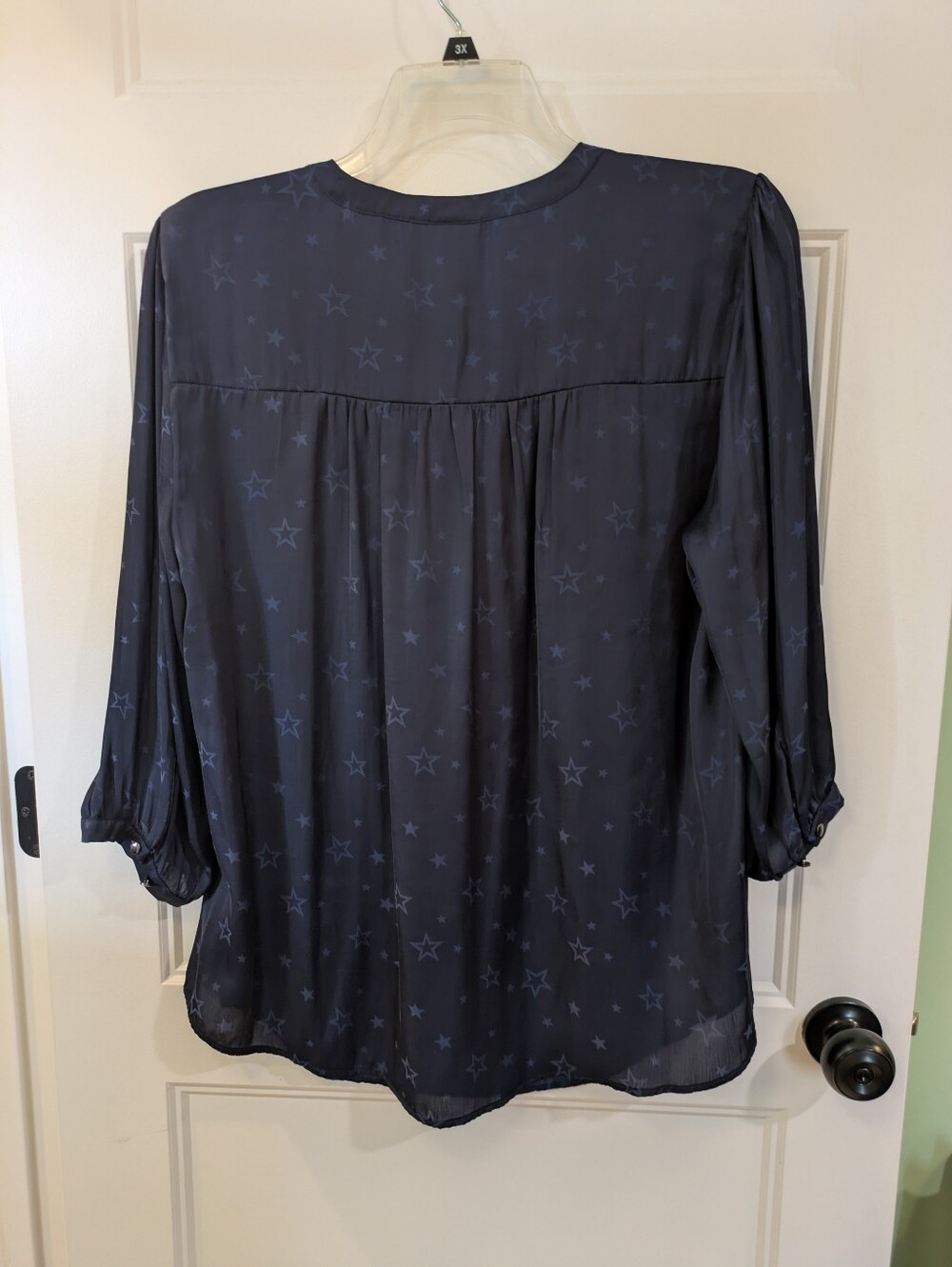 Torrid Navy Star Print Tie Neck Blouse - Picture 10 of 13